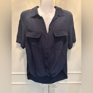 Anthropologie Navy Button-Up Blouse